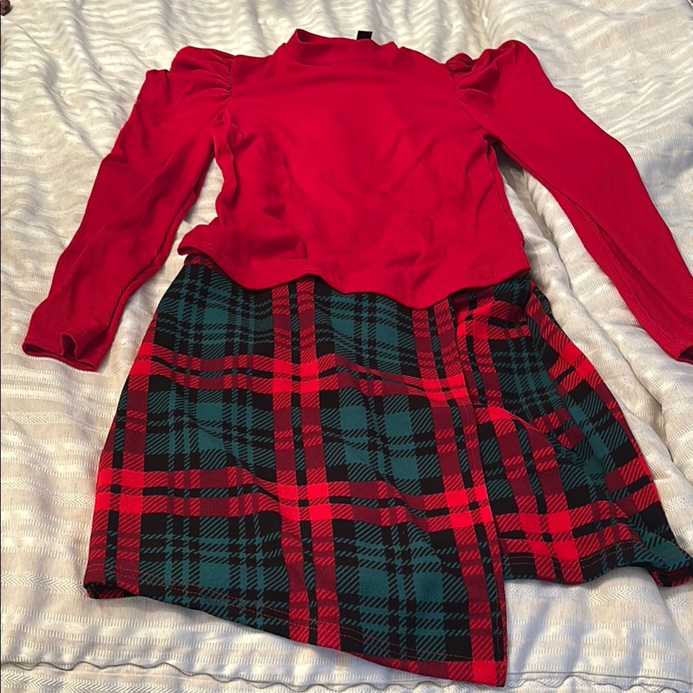 NWOT! Red and Green Plaid Kids Dress